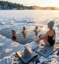 Last inn bildet i Galleri-visningsprogrammet, Jacuzzi-/badstulue i ull med brodert navn, gave som varmer i jacuzzien. Til isbading også.