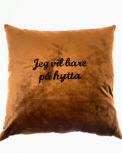 Last inn bildet i Galleri-visningsprogrammet, Velourputetrekk 50x50 cm med valgfri brodert tekst (3 ord)