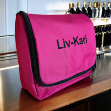 Last inn bildet i Galleri-visningsprogrammet, Rosa toalettveske med speil til reisen med mange lommer med glidelås