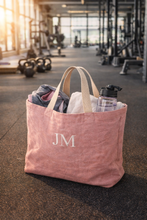 Last inn bildet i Galleri-visningsprogrammet, Stor soft washed jute beach tote bag, sommernett, trening...