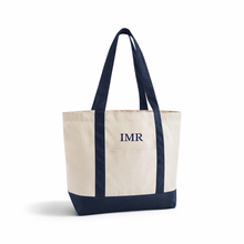 Last inn bildet i Galleri-visningsprogrammet, Organic Varsity Shopper Tote Bag med 2 stk utvendige lommer - stor størrelse
