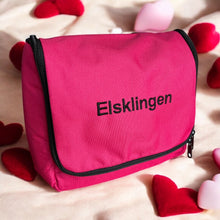 Last inn bildet i Galleri-visningsprogrammet, Rosa toalettveske med speil til reisen med mange lommer med glidelås