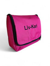 Last inn bildet i Galleri-visningsprogrammet, Rosa toalettveske med speil til reisen med mange lommer med glidelås