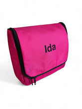 Last inn bildet i Galleri-visningsprogrammet, Rosa toalettveske med speil til reisen med mange lommer med glidelås