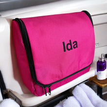 Last inn bildet i Galleri-visningsprogrammet, Rosa toalettveske med speil til reisen med mange lommer med glidelås