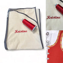 Last inn bildet i Galleri-visningsprogrammet, Bunadspose, beltestakkpose, dresspose i bomull brodert med et stk navn