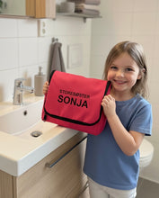 Last inn bildet i Galleri-visningsprogrammet, Rosa toalettveske med speil til reisen med mange lommer med glidelås