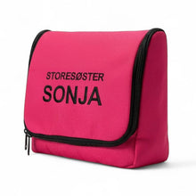 Last inn bildet i Galleri-visningsprogrammet, Rosa toalettveske med speil til reisen med mange lommer med glidelås