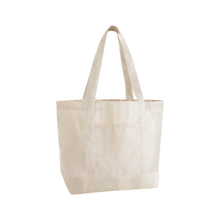 Last inn bildet i Galleri-visningsprogrammet, Organic Varsity Shopper Tote Bag med 2 stk utvendige lommer - stor størrelse
