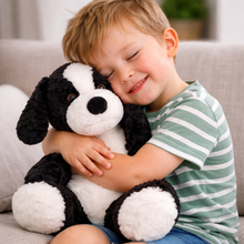 Last inn bildet i Galleri-visningsprogrammet, Hvit og sort hundebamse med brodert navn - Ekstra myk bamse
