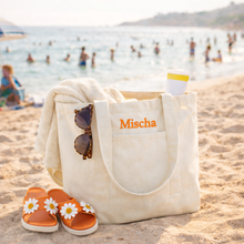 Last inn bildet i Galleri-visningsprogrammet, Organic Varsity Shopper Tote Bag med 2 stk utvendige lommer - stor størrelse
