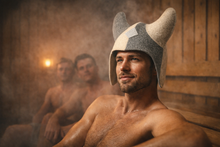 Last inn bildet i Galleri-visningsprogrammet, Kongelua med store horn, Jacuzzi-/badstulue i ull med brodert navn, varmer i jacuzzien. Til isbading også.
